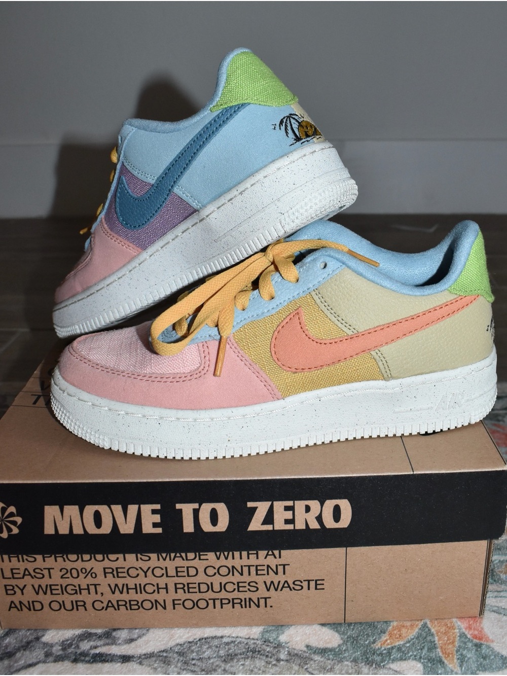Nike Air Force 1 LV8NN (GS) “Move to Zero” Pastel Colorblock Sneakers sz Y5/W6.5 - Picture 4 of 7